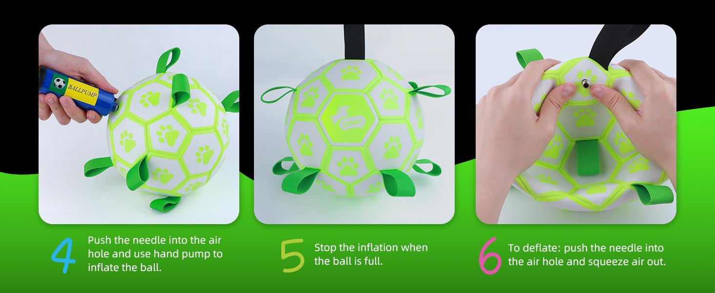 Glow in The Dark Dog Toys Soccer Ball with Straps, Outdoor Interactive Dog Toys Puppy Birthday Gifts, Dog Tug Water Toy, Light Up Dog Balls for Small & Medium Dogs（6 Inch Size 2）