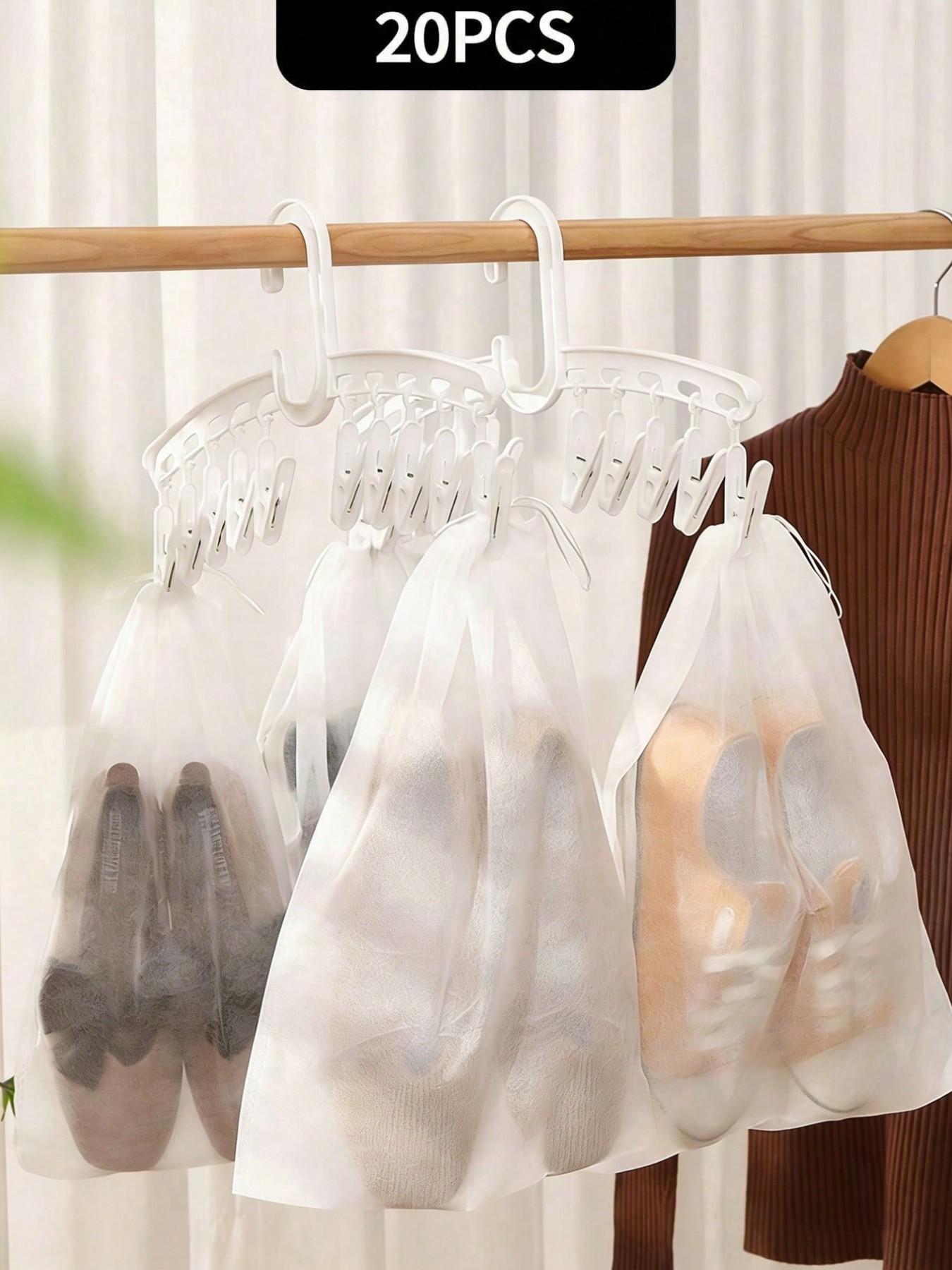 Portable Semi-Transparent Shoe Bags, Breathable Non-Woven Dustproof Pouches, Lightweight Drawstring Bags for Shoes and Bags, Waterproof, Hangable, Ideal for Cruises and Vacations