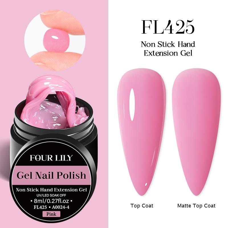 FourLily 4pcs Non-stick Solid Gel Set with Double-headed Pen, 3D Gel Nail Set for Gel Nail Embossing, Shaping and Sculpting with Stereo Nail Shaping Gel, Builder Nail Gel, Clear White Pink Nail Extension Gel, Uv Gel Manicure
