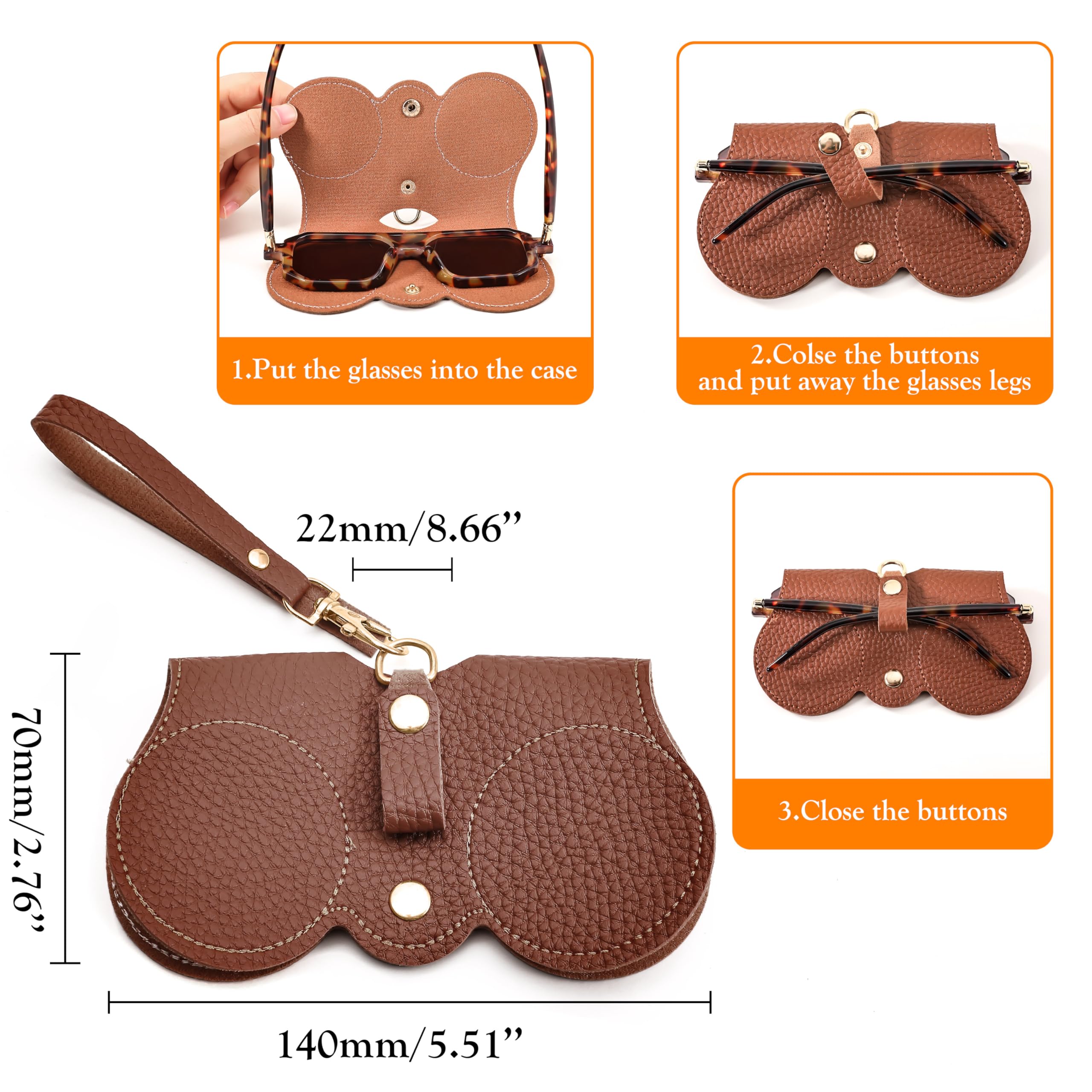 Cute Sunglasses Protective Case for Women, Eco-Friendly Plain Artificial Leather Design Textured Glasses Bag, Creative and Fashionable Portable Glasses Case, Engravable Girlfriend Gifts