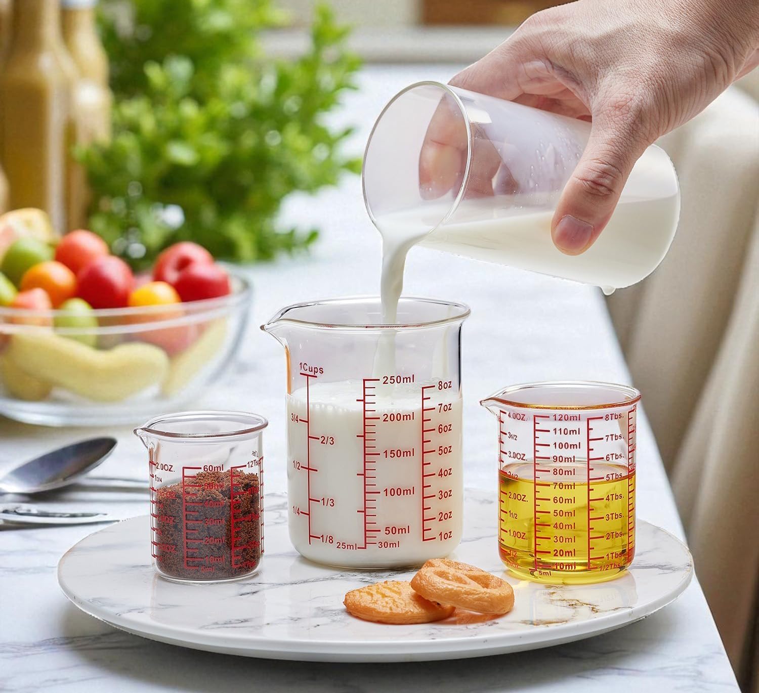 Glass Measuring Cup 1 Cup,8oz Borosilicate Liquid Measuring Cup with Spout