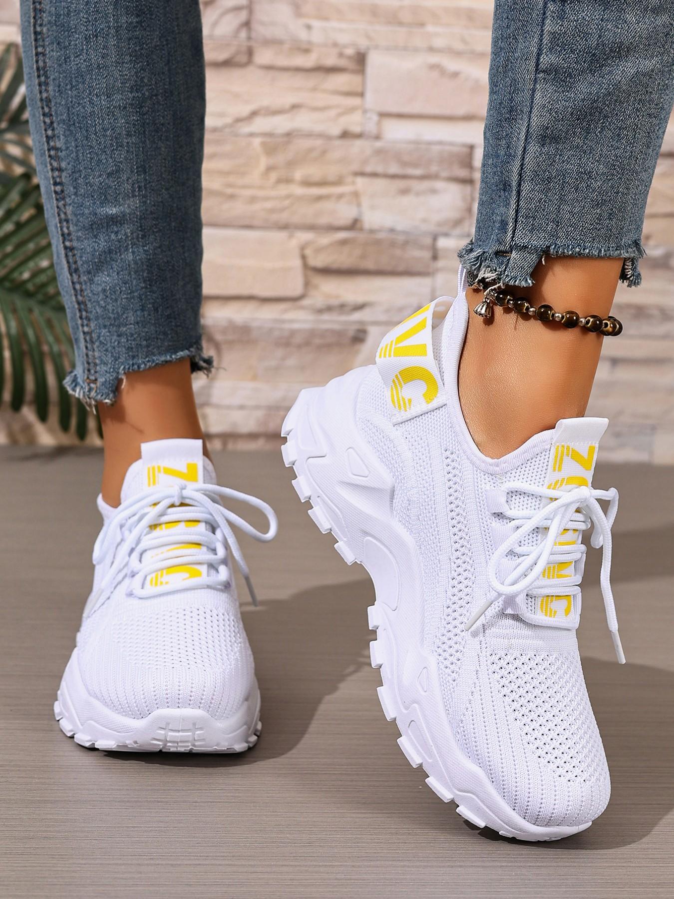 Women's Fashion Lace-Up Low-Top Sneakers, Lightweight Comfortable Casual Shoes, Breathable Running Shoes, Fashionable Running Shoes for Vacation Travel