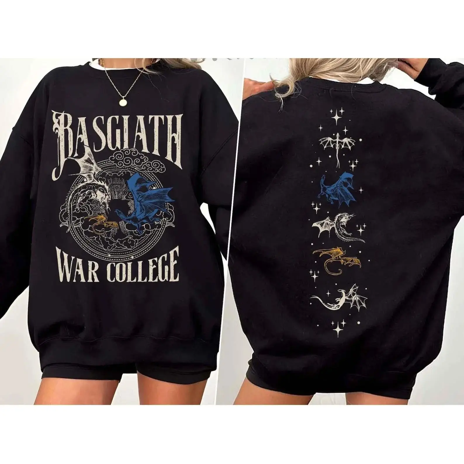 Basgiath War College 2 Sided Sweatshirt, Vintage Fourth Wing Crewneck, Dragon Rider Sweatshirt Fourth Wing Hoodie, Book Nerd Sweater, Bookish Sweatshirt, Booktok Sweater