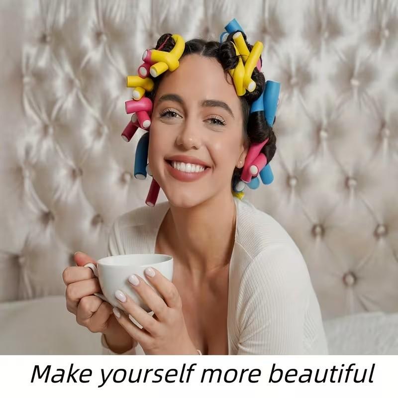 10pcs Flexible Hair Rollers Set, No Heat Curling Rods for Soft Waves & Spirals, DIY Foam Hair Rolls for Short & Long Hair, Blue, Heatless Hair Curlers