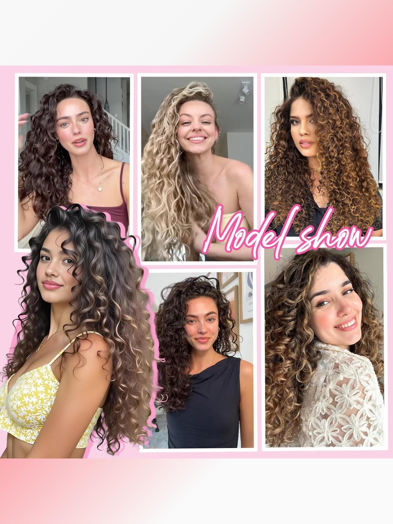 Curly Hair Extensions, 4PCS 16 inch Clip in Hair Extensions Lace Weft Short Curly Hair Extensions Clip Ins Invisible Natural Hairpieces for Women