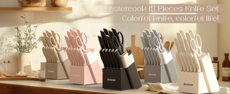 Astercook Pink Knife Set, 14-Piece Kitchen Knives with Self-Sharpening Block, Dishwasher Safe, Steak Knives Included – Valentine’s Day Gift for Her Steel Astercook Pink Knife Set, 14-Piece Kitchen Knives with Self-Sharpening Block, Dishwasher Safe, Steak Knives Included – Valentine’s Day Gift for Her Steel