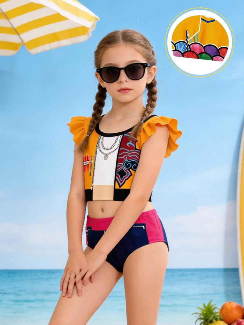 Kpop Demon Hunters Rumi Mira Zoey Costume Girl Swimsuit Set, 3-Piece Swimwear, Spring Summer Fashion, Perfect Gift for Girls
