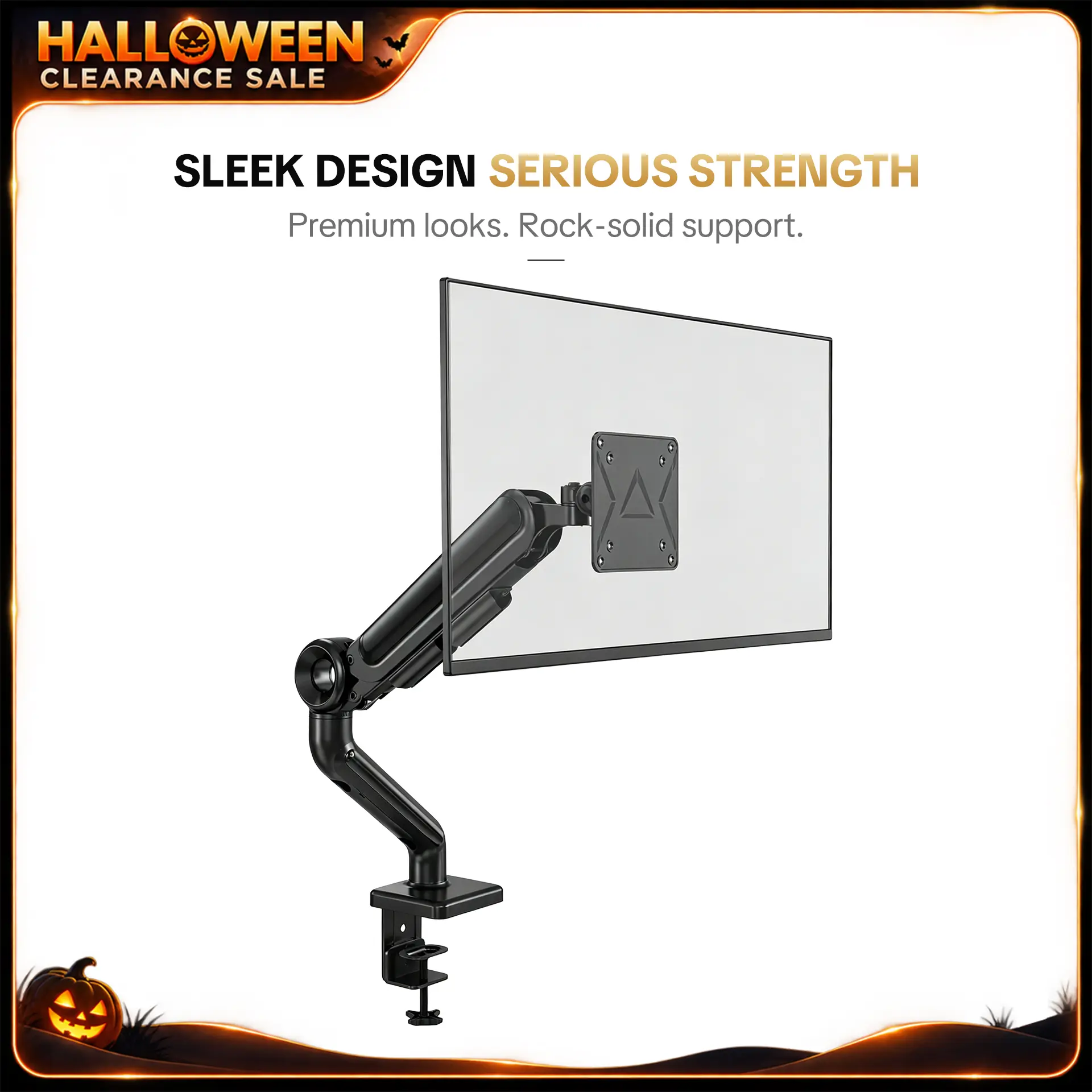 SWELIX Sturdy Single Aluminum Monitor Mount, Tool-Free Clip & Desk Clamp Base, 75x75 mm VESA Compatible, 13"-35" Ultrawide/Large Screen Support, 26.4 lbs Capacity, 22.8" Reach Extend, Cable Management, Easy Adjust & Installation, Clean & Sleek Setup