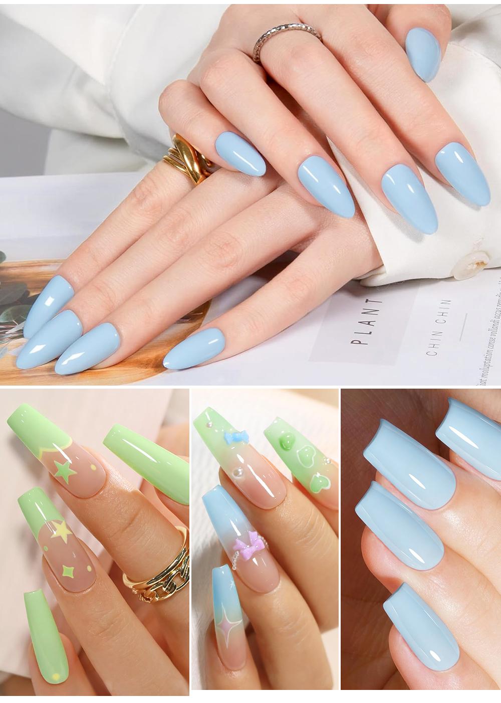 AWStorG 2Pcs/Set 15ml High Pigmented, Trendy Blue & Green Nail Gel, Soak-Off LED/UV, Vibrant Colors DIY Home Salon Nail Art