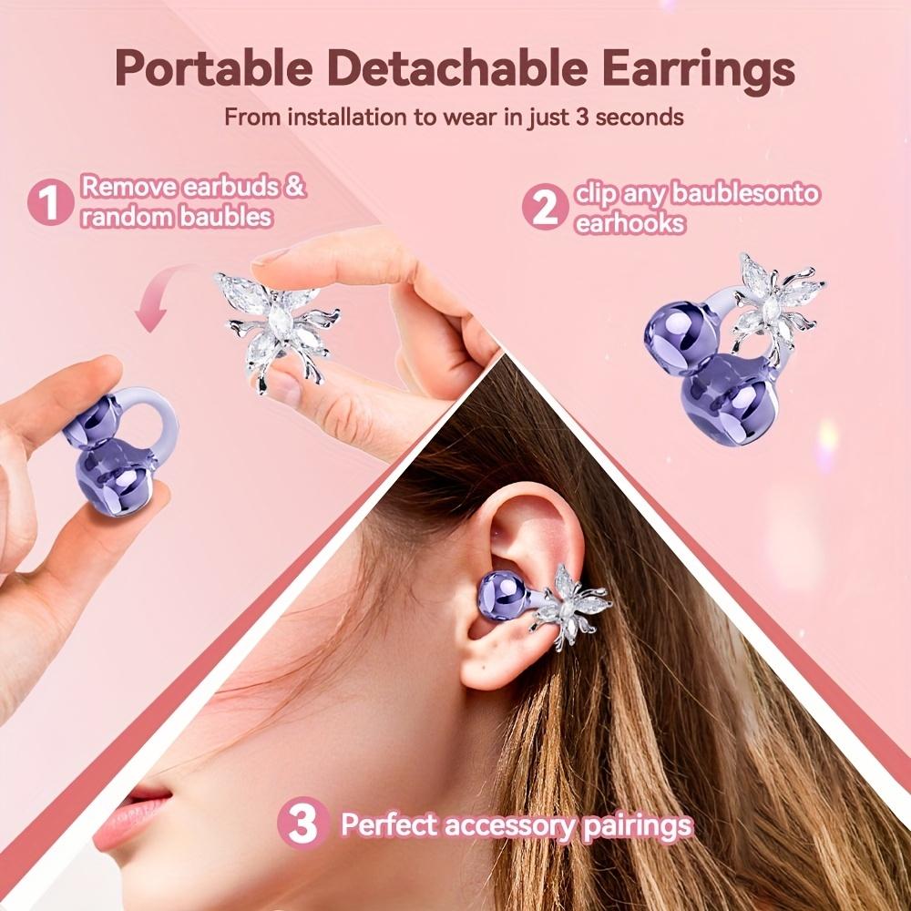 YYT1  New Senyang Wireless Open-Ear Headphones, Open Wear Earphones, Bluetooth-Compatible Clip-On Earring Earbuds with Stereo Sound, Electronic Audio, Fashion Aesthetic Gift, Outdoor and Travel