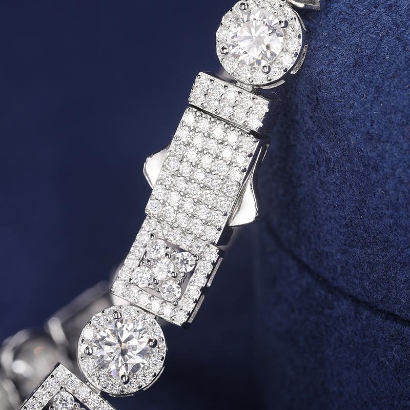 【#BS9250108】8mm 18K Gold-Plated Bracelet with Lab-Grown Moissanite Sparkling Chain Bracelet 100% 925 Sterling Silver