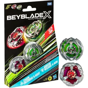 Beyblade X Chain Incendio 5-60HT and Arrow Wizard 4-60N Dual Pack Set with 2 Right-Spinning Tops; Battling Top Toys for 8 Year Old Boys and Girls