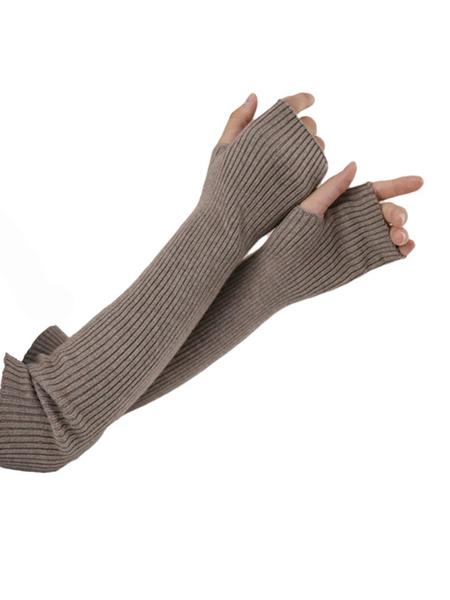 Women's Arm Warmers, Knit Cashmere Wool Blend Long Fingerless Gloves for Fall & Winter, Casual Plain Design, Moderate Fabric Thickness