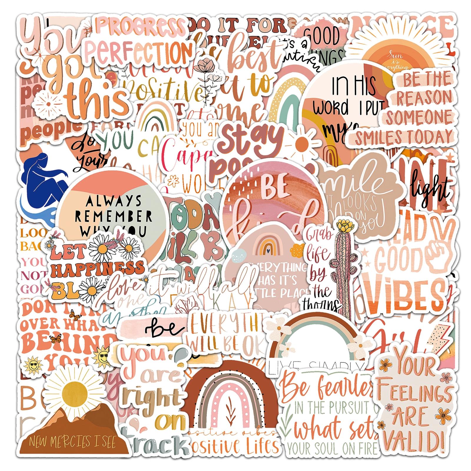 50-Piece Boho Inspo Sticker Pack - Motivational Decals for Cars & Phone Cases (Bohemian Doodles)