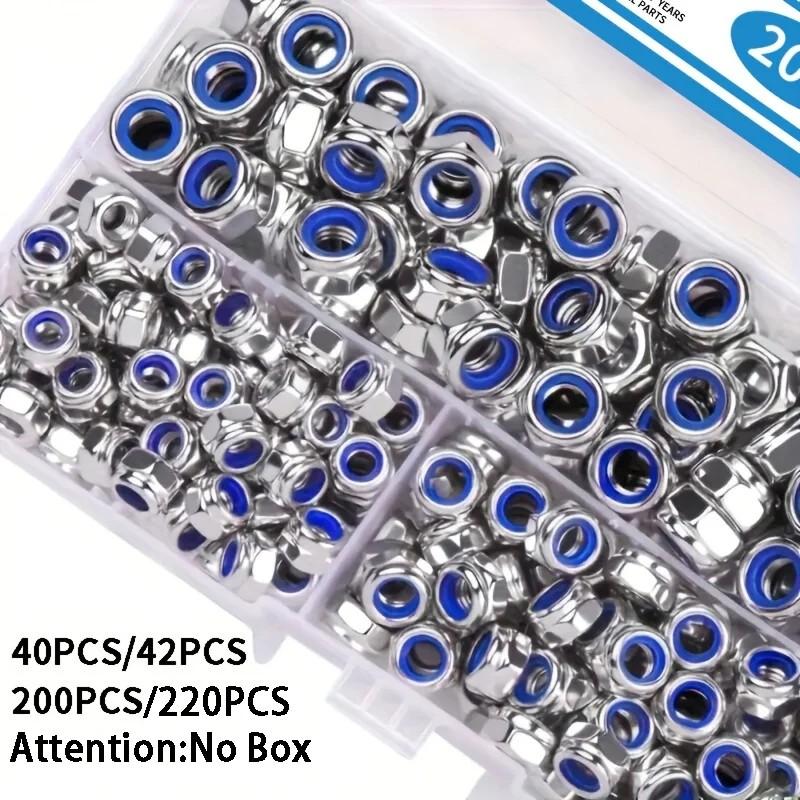 M3-M10 Anti-Loose Hex Nuts 42Pcs Anti-Slip Locking Fasteners for Industrial, Construction, Electronic & Automotive Fields.This premium 40-piece anti-loose hex nut set is a versatile and reliable hardware fastener solution.