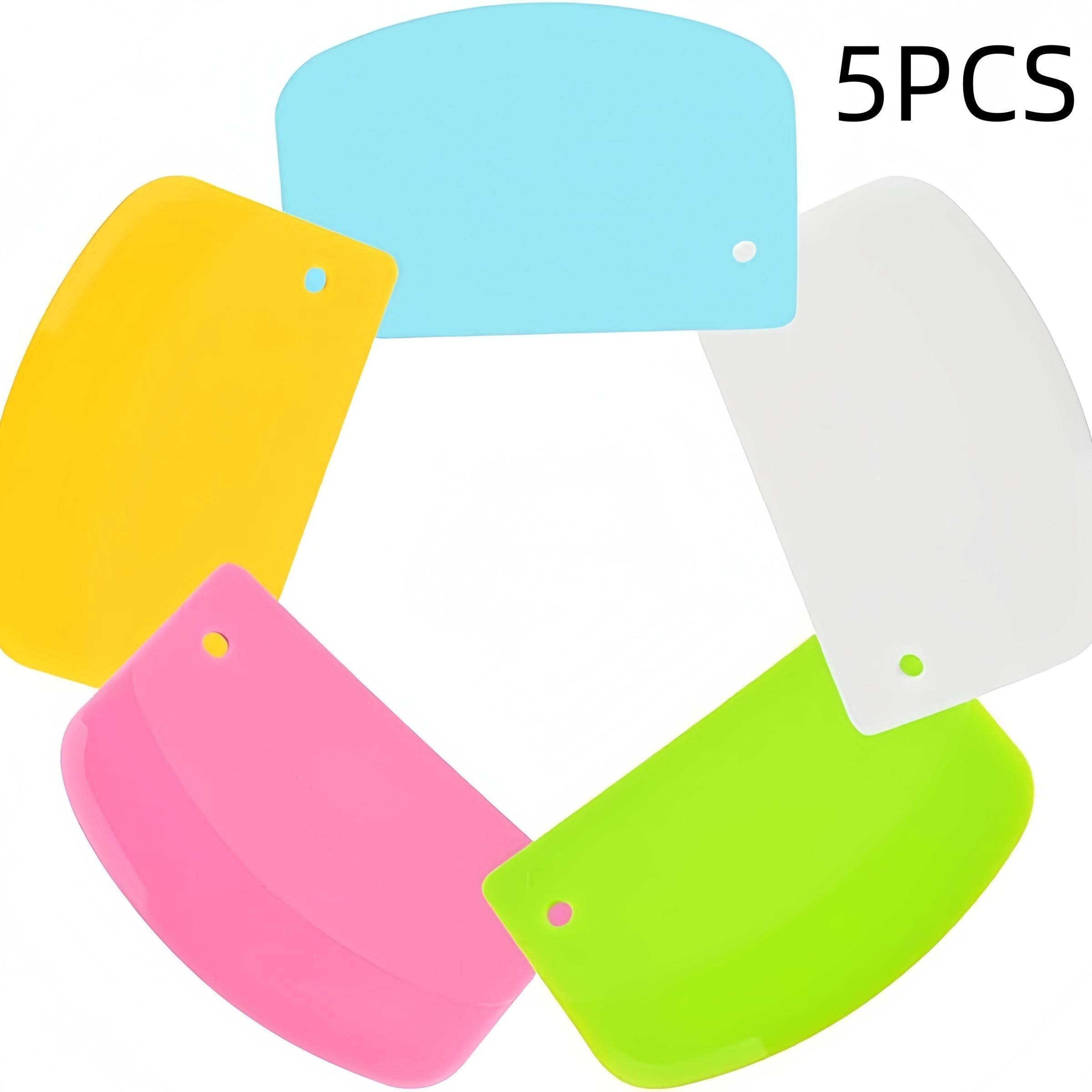 5 Piece Dough Scraper Set, Plastic Bench Scraper, Bowl Spatula, Kitchen Pastry Cutting Tool, Baking Tools, Kitchenware, Home Baking Supplies, Suitable for Bread Dough, Pastries, Pizza, Baking Cakes, Pastry Decorating Tools