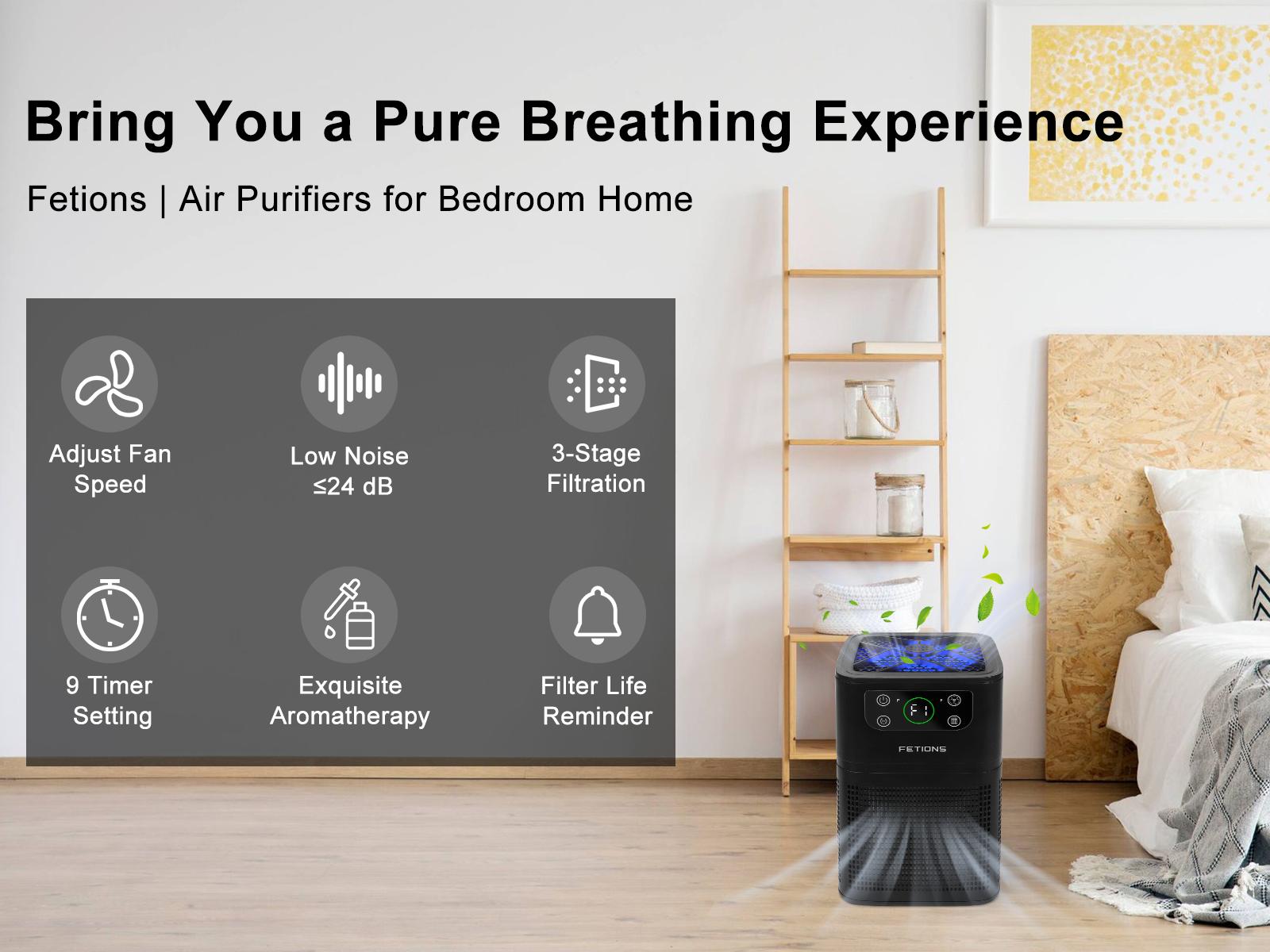 2 Pack Air Purifier with Aromatherapy, H13 HEPA Filter for Odor, Pollen, Dust, Pet Dander, Black – Ideal for Living Room, Bedroom, Office, Kitchen