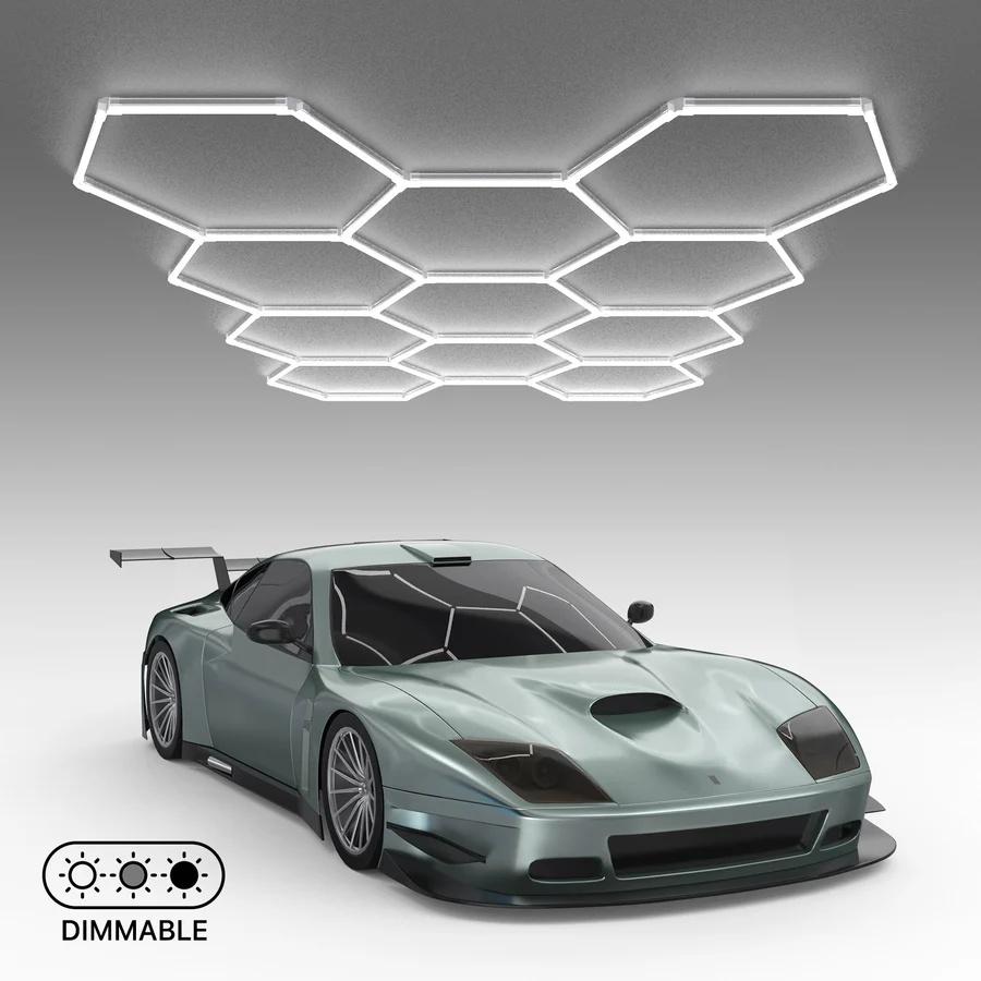 HYPERLITE hexagon LED lights, offering 9900/15840/30360/38280/60720 LM hexagon lights brightness for garage detailing, gyms, and shops Honeycomb Lights, with 3-level dimming control led hexagon lights,Adjustable Lighting,SpringGlowUp HYPERLITE hexagon LED lights, offering 9900/15840/30360/38280/60720 LM hexagon lights brightness for garage detailing, gyms, and shops Honeycomb Lights, with 3-level dimming control led hexagon lights,Adjustable Lighting,SpringGlowUp