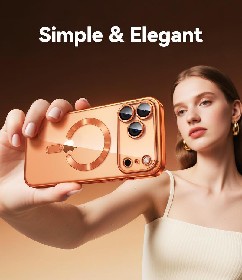 OREKROY Clear Case for iPhone 17 Pro Max 17 Air 17 Pro 17, 16 15 Pro Max,Compatible with MagSafe,with Camera Lens Protector,Slim Magnetic Soft TPU Phone Cover