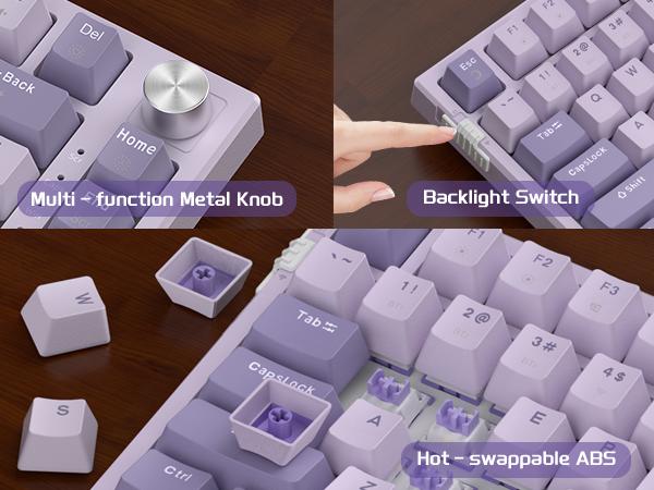 MageGee SKY81 75% Mechanical Gaming Keyboard, Gasket Hot Swappable Wired Custom Creamy Keyboard with 5-Layer Sound Dampening, Knob Control, RGB Backlit, NKRO for Win/Mac