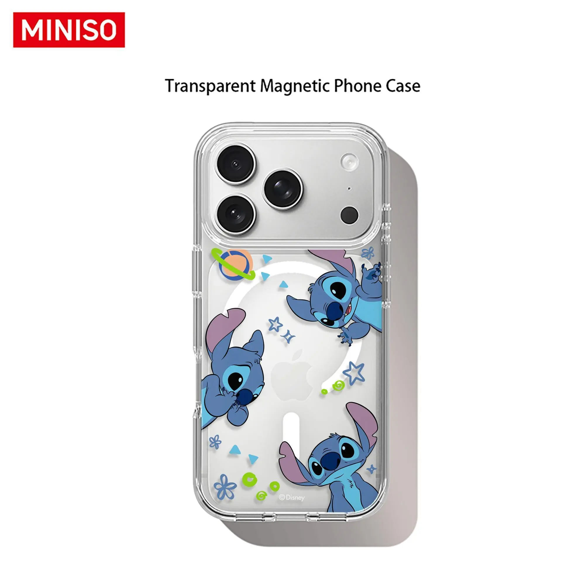 Disney Stitch Space Adventure All-Over Print Transparent Magnetic Shockproof Smartphone Casing, Phone Cover with Protection, Compatible with iPhone 17 Pro Max/17 Pro/17 Air/17/16/15/14/13/12/11 Series Mobile Accessories