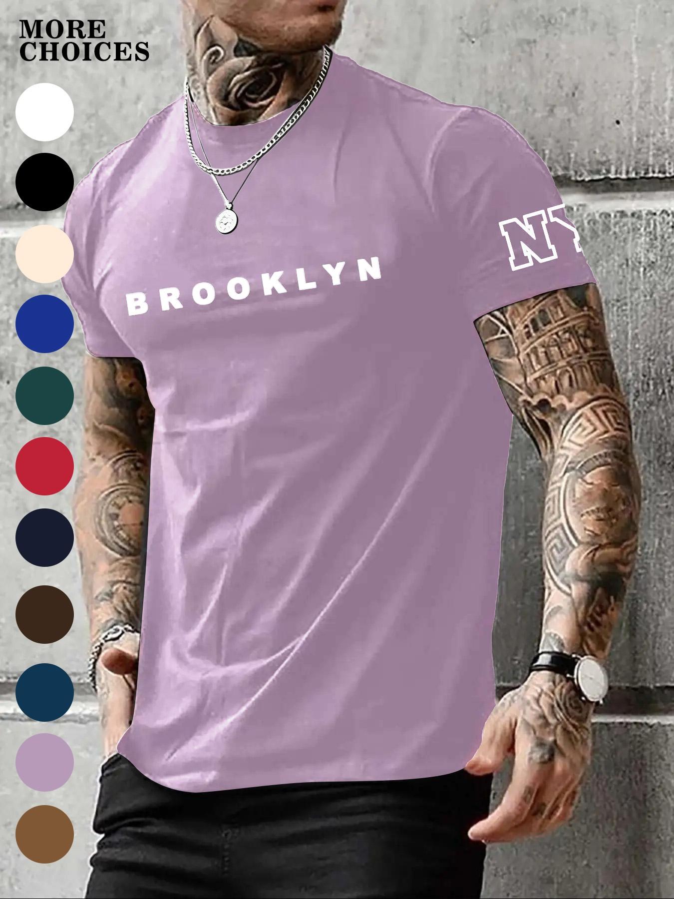 Men's Regular Fit Letter Print Round Neck Sleep Tee, Casual Soft Comfortable Short Sleeve Crew Neck Fitted T-shirt for All Seasons, Sleepwear & Loungewear for Men