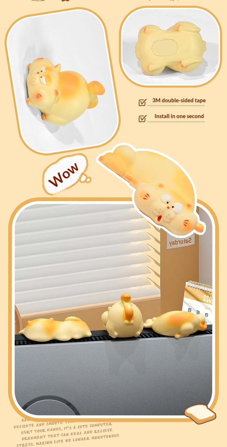 Funny Fat Cat Monitor Sitter Set - 6Pcs Cute Chubby Kitty Computer Topper, Desktop Ornament for Office Desk Decor, Stress Relief Gift for Cat Lovers & Coworkers