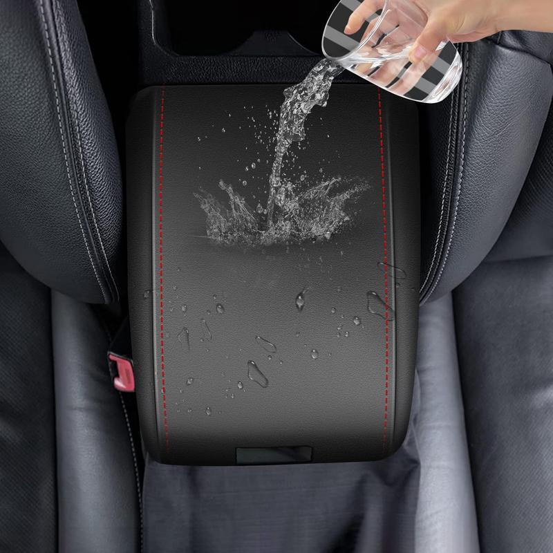 Console Armrest Cover for 2016-2023 Toyota Tacoma | Black with Red Stitches - Custom Fit & Stylish Protection Car Seat Protector Truck Cushion Protector