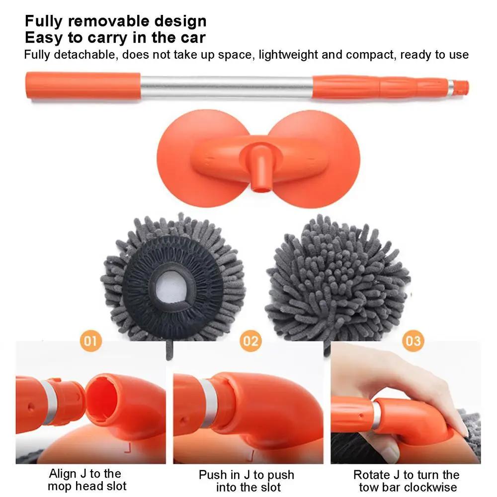 43'' Long handle car wash mop, Detail cleaning, 3X Fast Clean, Retractable aluminum alloy pole, soft chenille material, Avoid scratching, Suitable for Car, RV, Truck, SUV and Home cleaning - Car Wash Accessories!