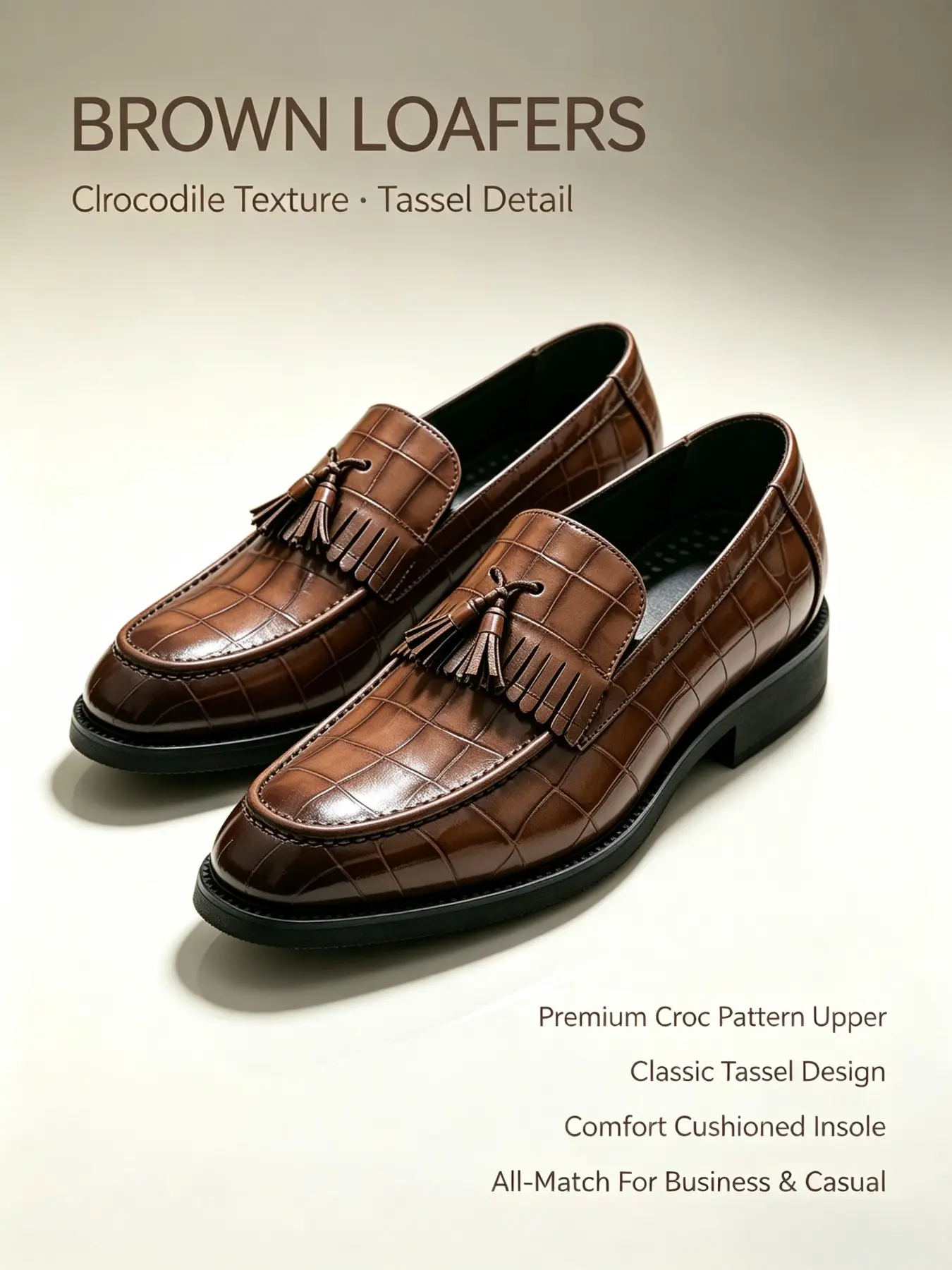 Men's Round Toe Low Heel Oxford Shoes, Casual Plaid Pattern PU Leather, Rubber Sole, Business & Leisure, Office Shoes, All Seasons