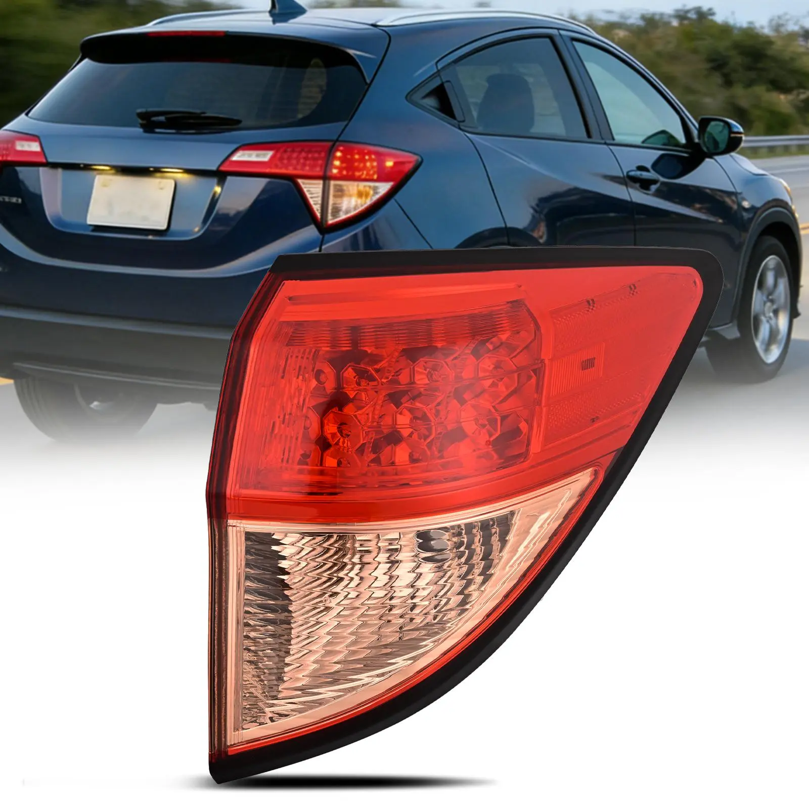 Nilight Taillight Assembly Compatible with 2016 2017 2018 Honda HRV Red Pink Tail Light OE Style Rear Outer Lamp Replacement Passenger Side toolupgrade