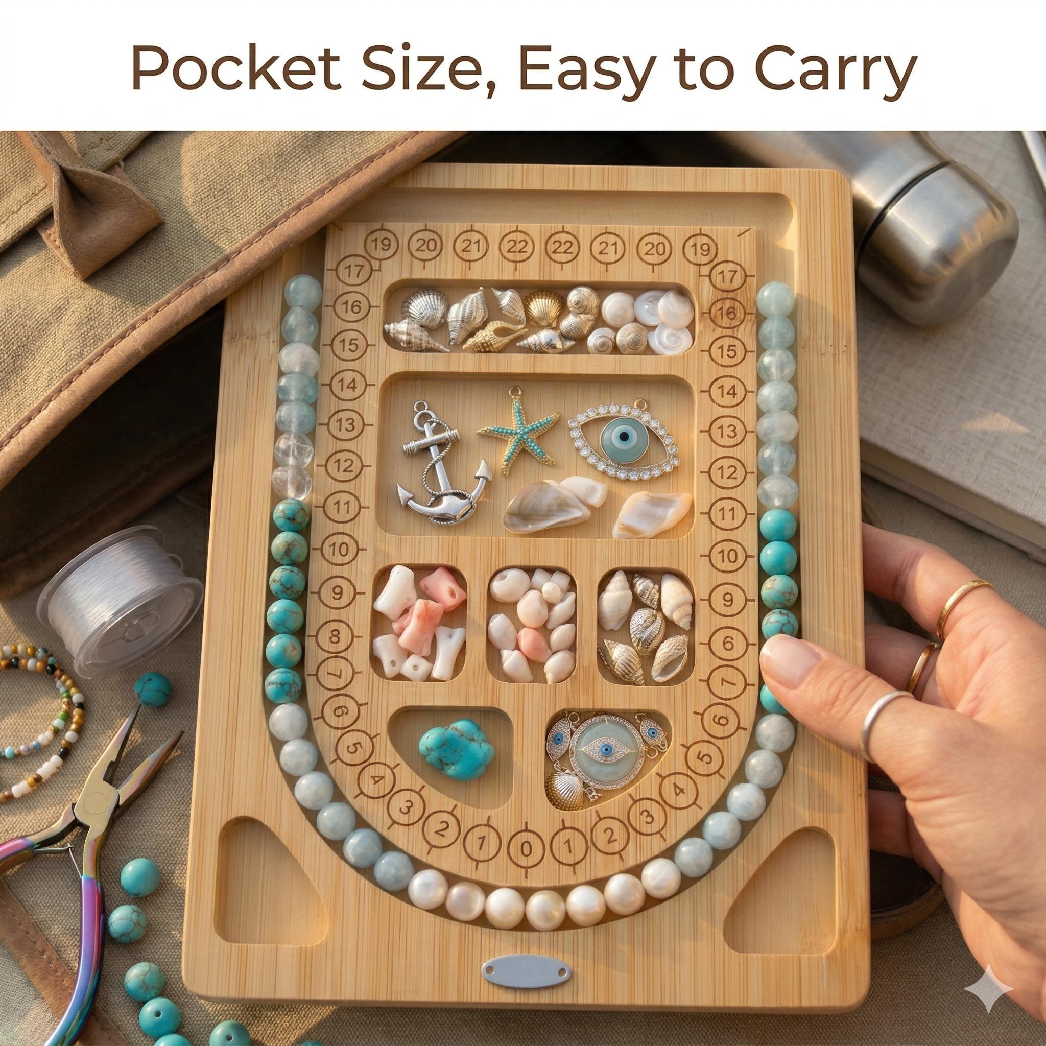 Mini Bead Board for Jewelry Making, Portable Bracelet & Necklace Design Tray, Compact Bamboo Beading Board for Travel DIY Mini Bead Board for Jewelry Making, Portable Bracelet & Necklace Design Tray, Compact Bamboo Beading Board for Travel DIY