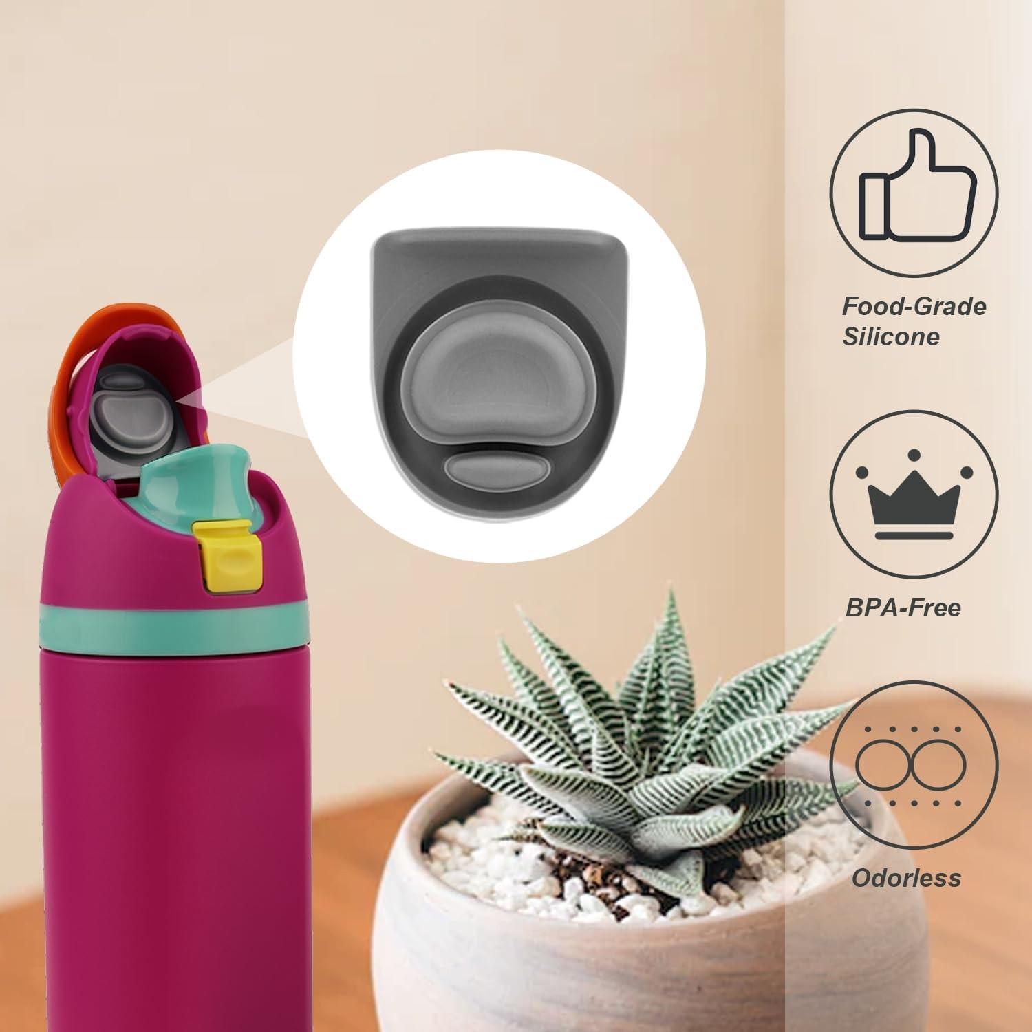 4-Pack Replacement Bottle Stopper, Compatible with 24oz and 32oz Water Bottles, Silicone Seal Rings, Fits 16/19/24/32/40oz Caps