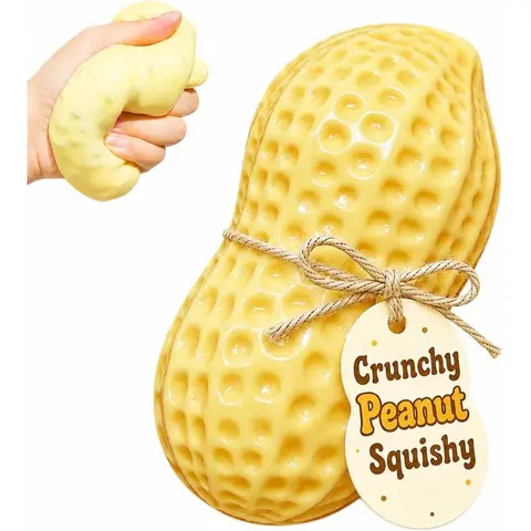 Crunchy Peanut Squishies Toys,Slow Rising Fidget Toys Adult Stress Relief,Slow Rising Fidget Stress Relief Ball with Crunchy ASMR Sound. Soft Skin-Friendly Anxiety Relief Toy for Kids & Adults.
