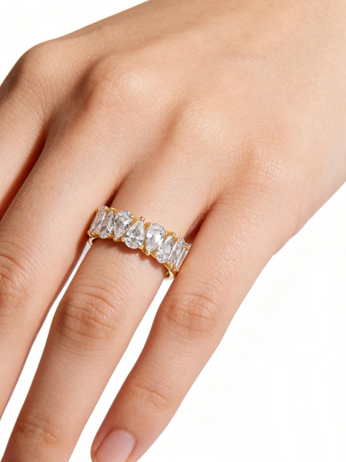 Tear Drop Cubic Zirconia Stackable Wedding Ring, Women's Eternal Promise Ring, Stacking Band, Elegant Design, Perfect Gift