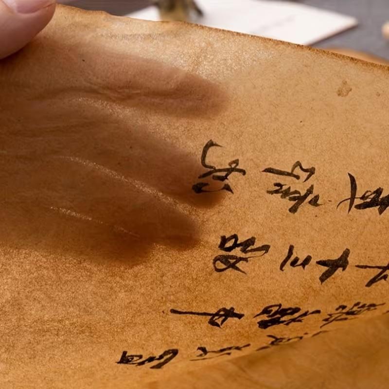 Set of 100pcs Retro Brown Bamboo Fiber Paper, Antique Style Translucent Calligraphy And Painting Paper, Handmade, Semi-Raw Material, Chestnut Plant Dye, Natural Dye, Essential for Handcraft And Calligraphy Enthusiasts, Painting, Art Paper