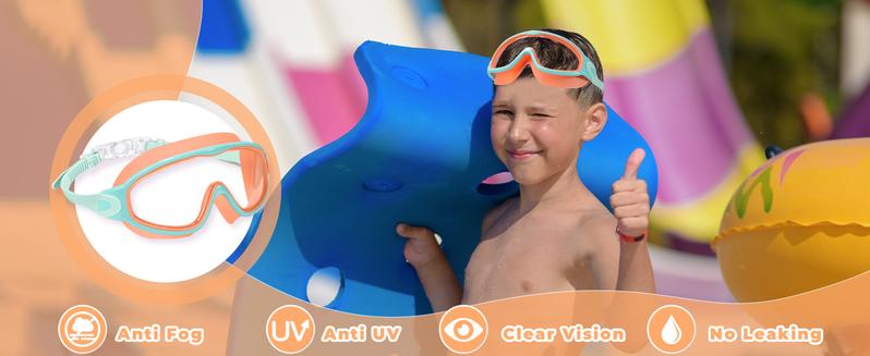 MERSUN 2 Pack Kids Swim Goggles for 3-15 UV Protection Anti-Fog High Definition Waterproof Adjustable Goggles for Boys and Girls - Safety anti-uv swimming goggles swim glass anti-fog swimming goggles Swimminggoggles Nose Clip