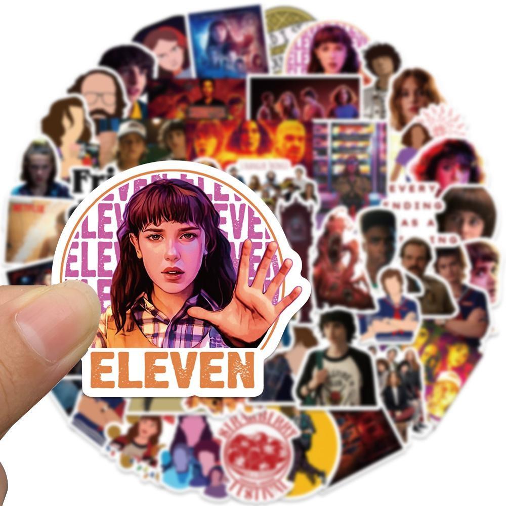 50pcs Stranger Things Stickers, Classic TV Show Decorative Window Decals, Phone Case Cup Note Refrigerator Room Wall DIY Waterproof