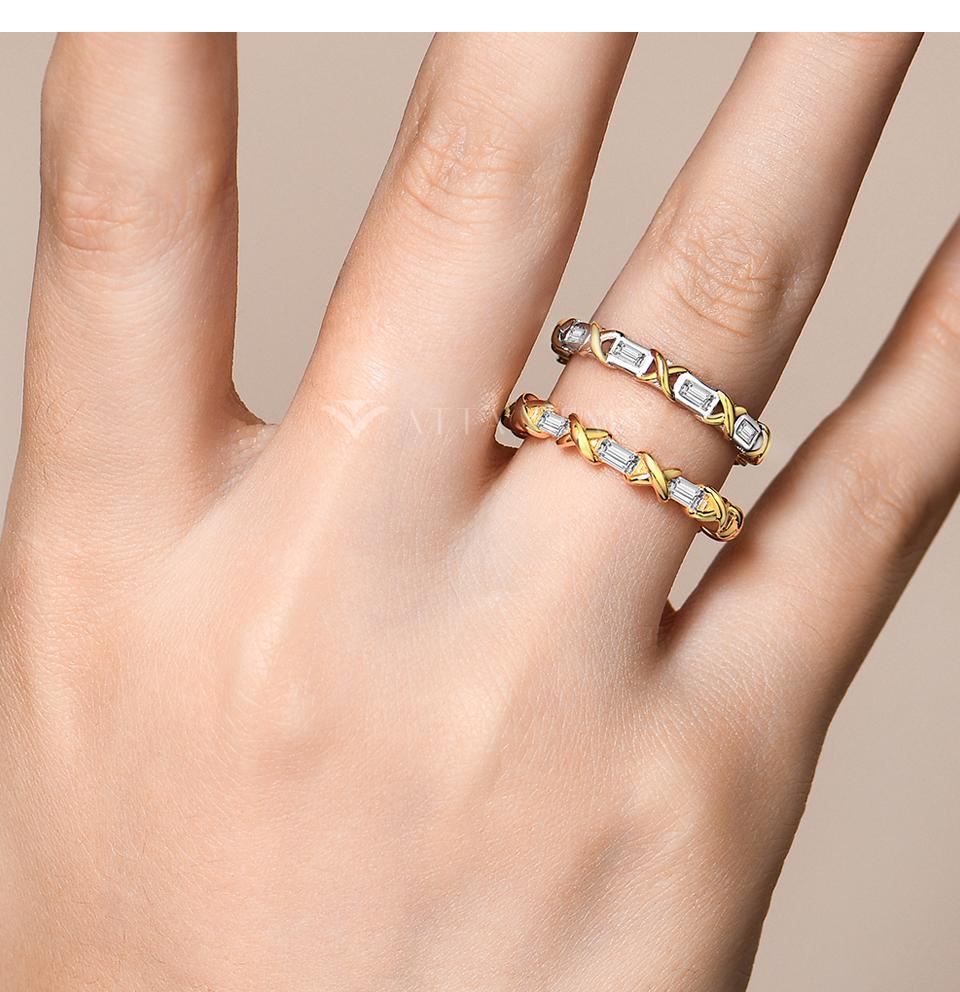 Baguette Shape 3*1.5mm Synthetic  Moissanite Ring  Birthday Gift Daily Wear Fine Jewelry R161