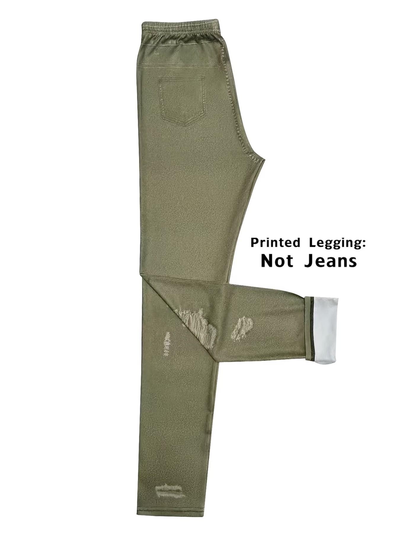 Women's Printed Leggings Non-Denim Fashion Bottoms, Casual Streetwear Pants for Daily Wear & Party