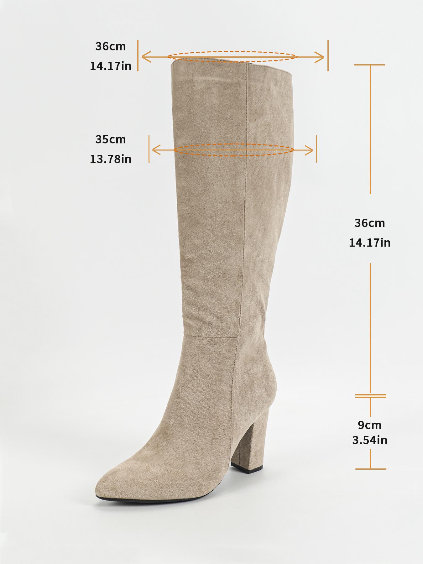 Women's Fall Fashion Pointed Toe High Heel Boots, Elegant Side Zipper Knee-High Shoes, Comfortable Autumn Winter Footwear, Pointed Toes Boots