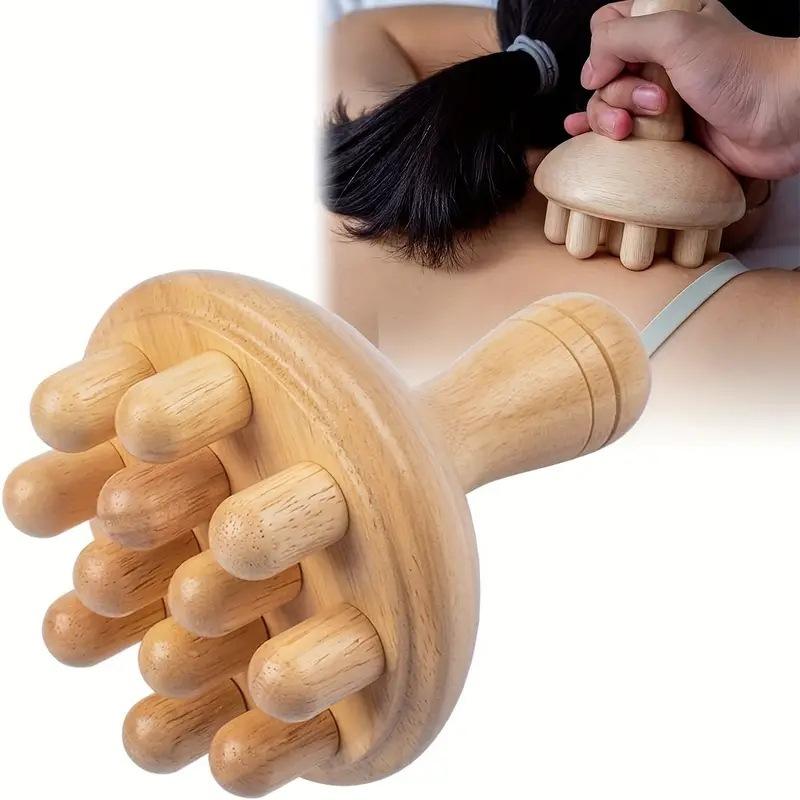 Wooden massager set, nine-wheel massage stick, rolling bar, tendon friction knife, spot.