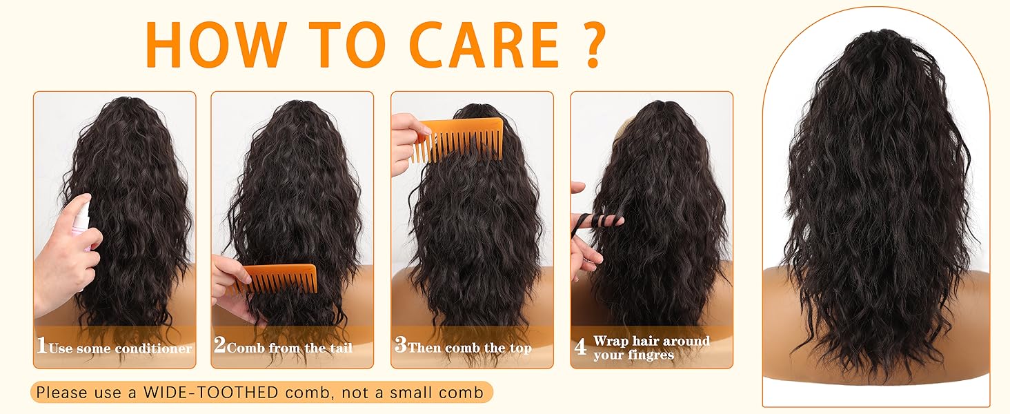 Fxmongyi Claw Clip Ponytail Extension 18" Curly Wavy Pony Tails Hair Extensions Layered Fluffy Clip on Synthetic Hairpieces for Women