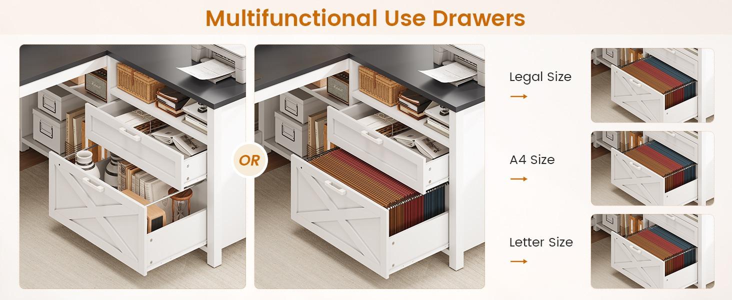 SEDETA L Shaped Gaming Desk, 55" Corner Computer Desk with Drawers, Home Office Desk with Printer Storage Shelves, Monitor Stand and LED Lights Study Organizing