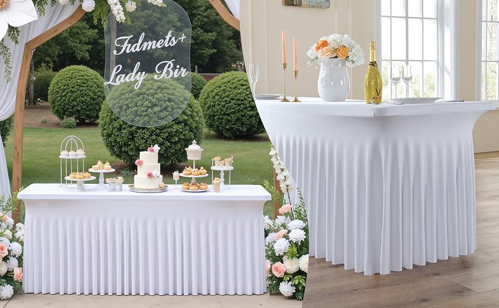 PLL1 Pack Spandex Tablecloth for Rectangle Tables(4/6/8ft)Stain and Wrinkle Resistant Washable Table Cover for Kitchen Wedding Banquet Restaurant Party