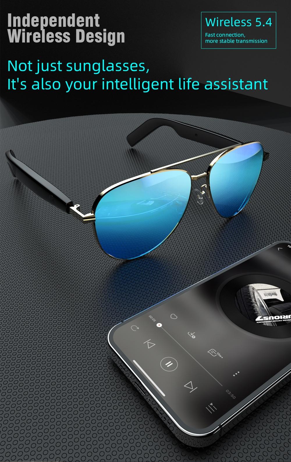 Touch Control Bluetooth-compatible Sunglasses, Multifunctional Wearable Glasses for Men & Women, Stylish Gift for Tech Enthusiasts, Smart Audio Glasses