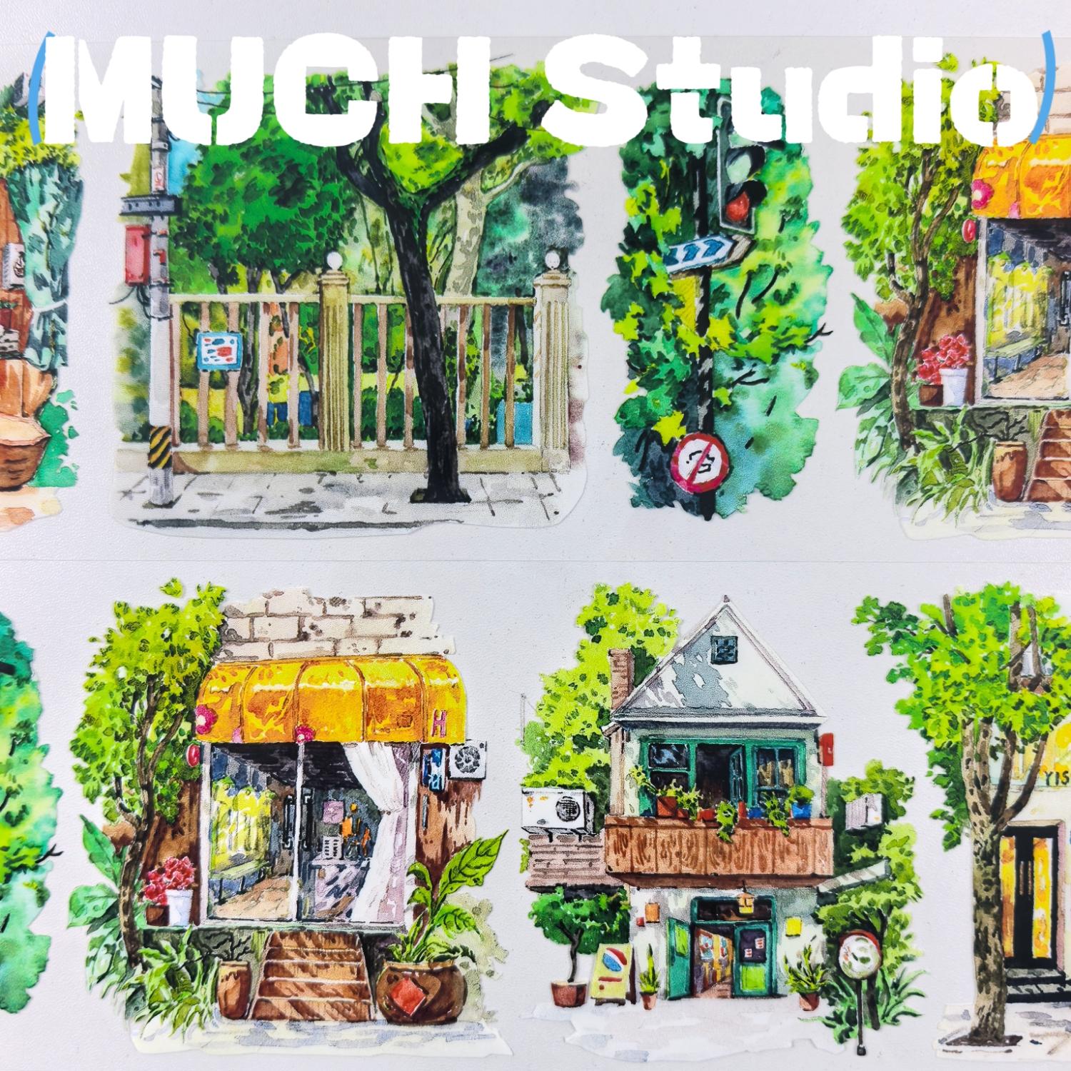 1pc (7*100cm), Original New Product, Sticker Recording the Scenery of a City Corner, High-end Craftsmanship PET Tape, Exquisite Pattern, Versatile and Practical, Suitable for Scrapbooking, Decorating Journals, Notebooks, Greeting Cards, Photo Frames and M