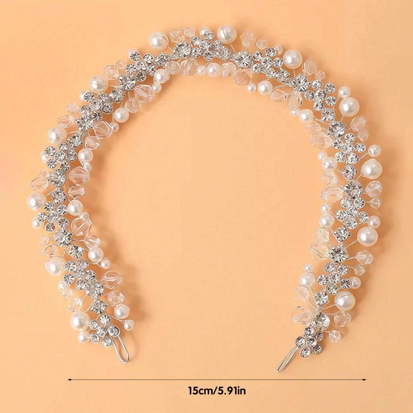 Pearl Rhinestone Flower Alloy Hair Hoop, Sweet Cute Decorative Headband, Luxurious Versatile Bridal Accessory, Perfect for Daily Use and Parties