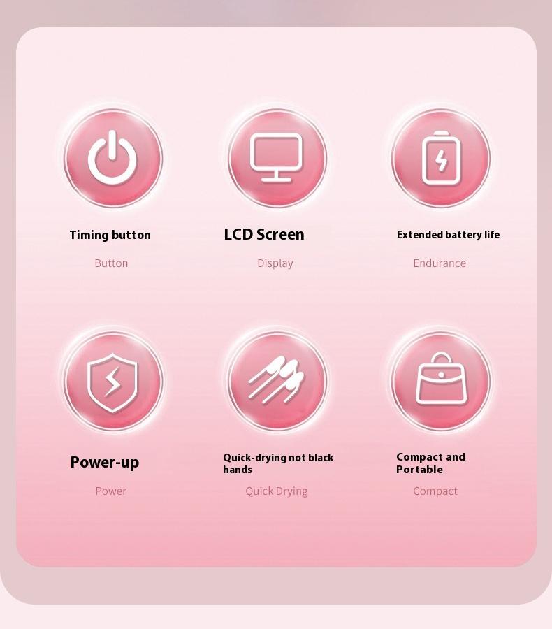 Intelligent digital display USB mini ultraviolet nail polish drying lamp - Rapid curing nail polish adhesive light therapy lamp - Portable digital nail drying machine - Household nail drying device - No black hand - Beginner's entry-level nail art tools