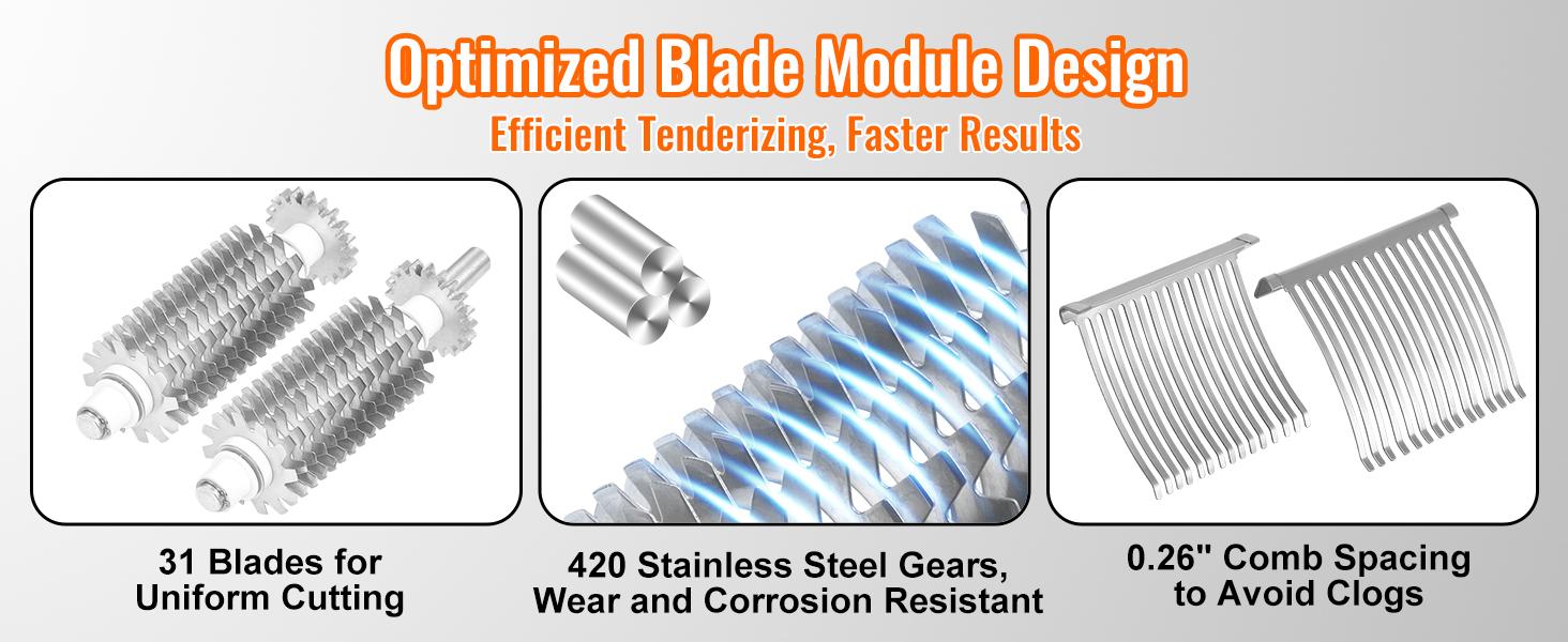 VEVOR Commercial Meat Tenderizer, Heavy Duty Stainless Steel Meat Tenderizer Machine, Quick and Easy Manual Operation Kitchen Tool, 5.8 Feed Port for Beef, Turkey, Chicken, Pork, Steak, and Fish